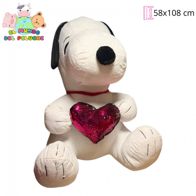 Peluche Gigante | Snoopy con Corazón | 58 x 108 cm | El Mundo del Peluche