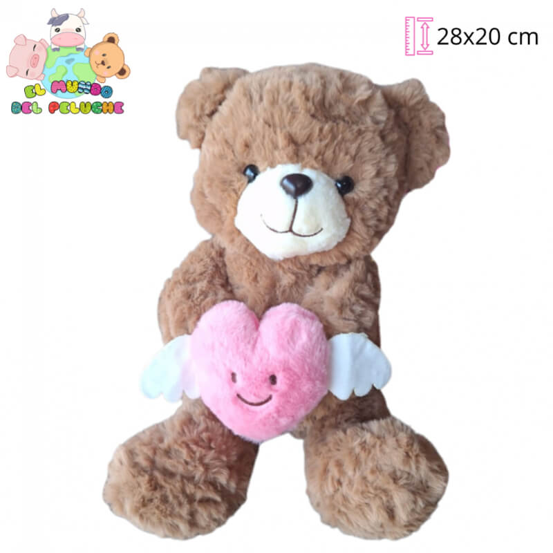 Peluche | Oso con Corazón y Alas | 28 x 20 cm | El Mundo del Peluche