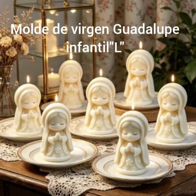 Moldes de silicona con diseño Vírgenes de Guadalupe estilo infantil para uso en Velas, Jabones, resina, chocolate.