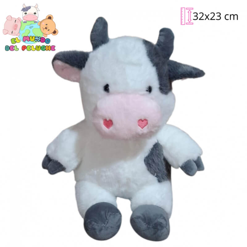 Vaca Love #2 con Nariz de Corazones | 32 x 23 cm | El Mundo del Peluche