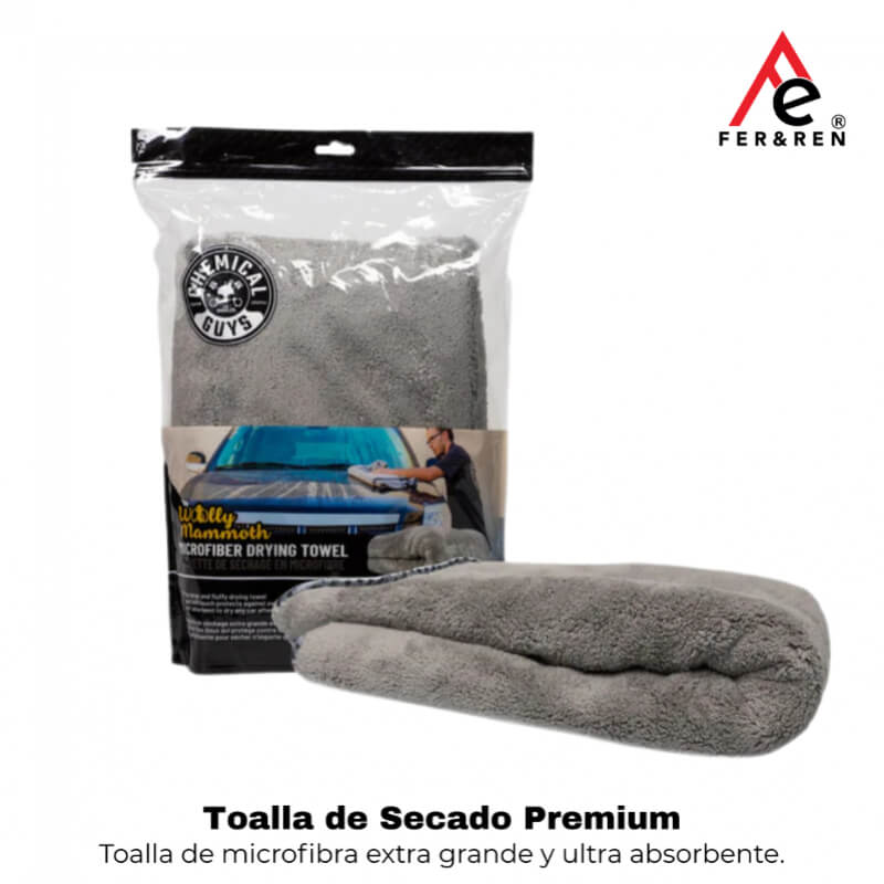 Woolly Mammoth Microfiber Drying Towel | Toalla de microfibra premium para secado automotriz | Extra grande | Ultra absorbente