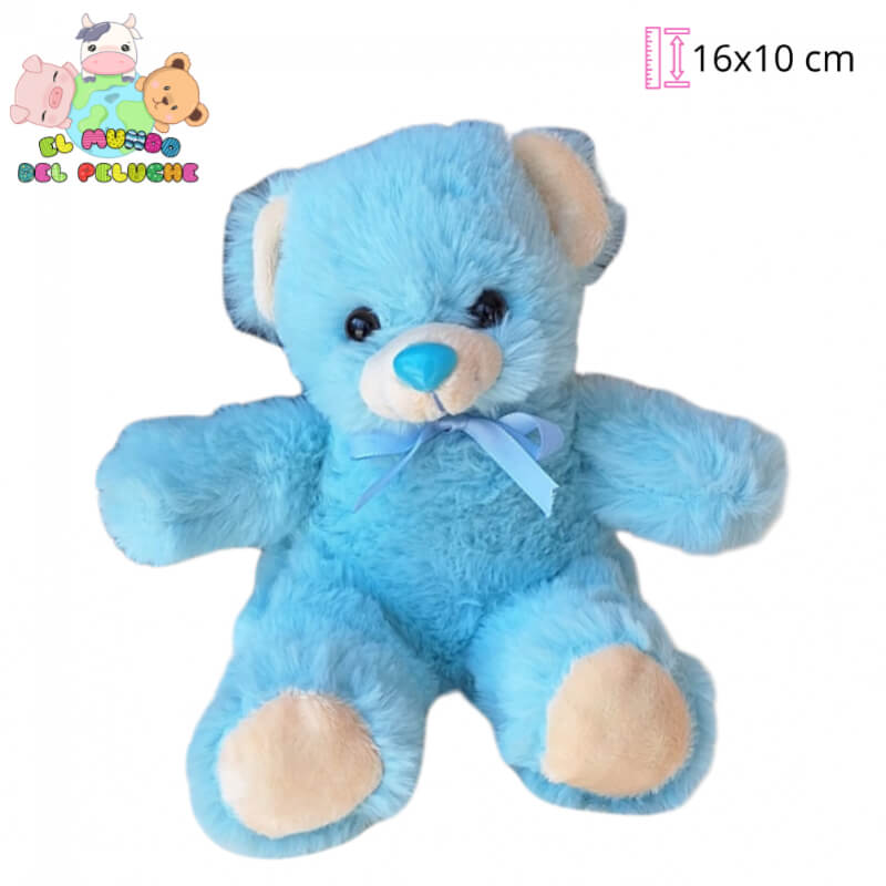 Osito Súper Mini Suave Azul | 16 x 10 cm | El Mundo del Peluche