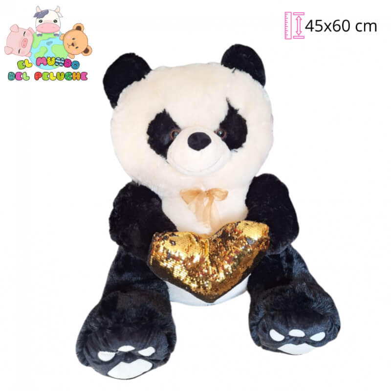 Peluche Panda con Corazón #3 | Diseño Romántico | 45 x 60 cm | El Mundo del Peluche