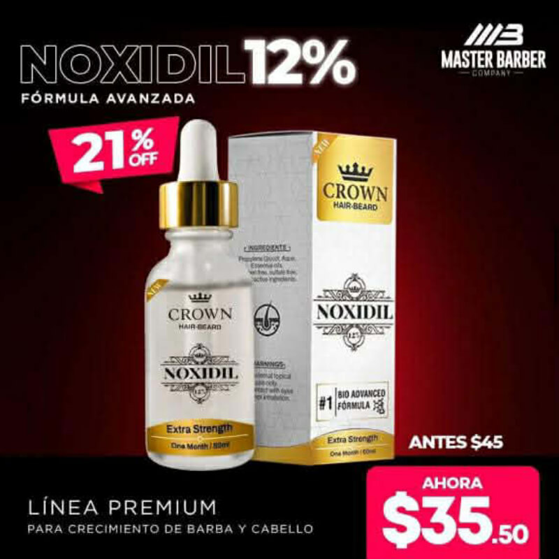 Tratamiento Noxidil 1 Mes | Crecimiento de Barba y Cabello Rápido| Minoxidil 12% |Mundo Barba