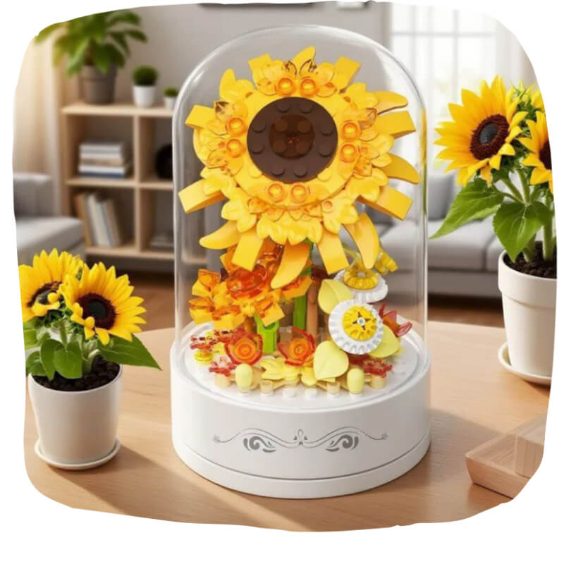 CAJA MUSICAL FLORES DE BLOQUES 300+ PIEZAS