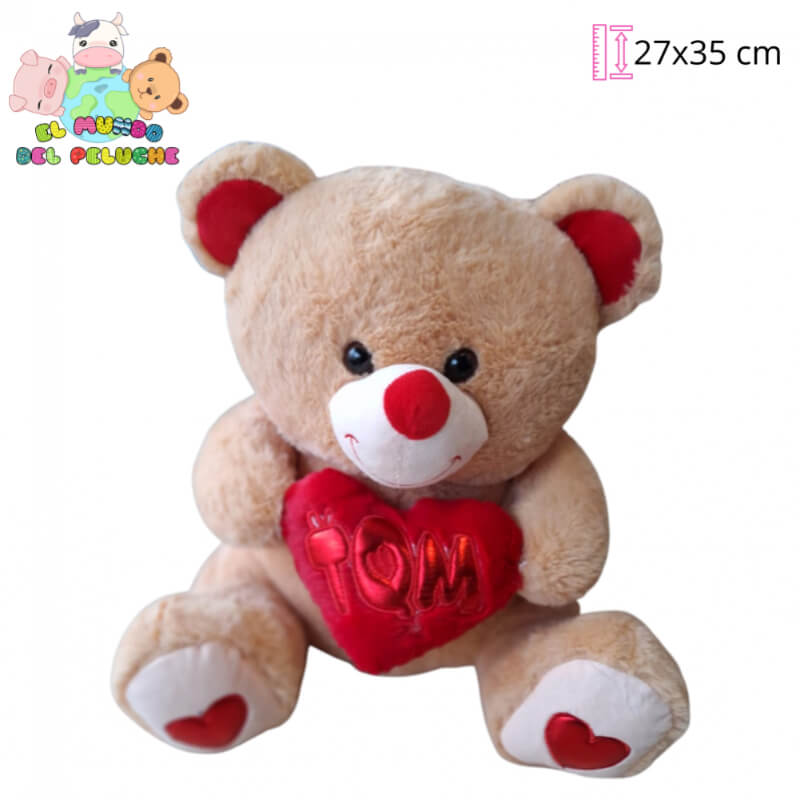 Peluche Oso con Corazón #2 Pelusoft | Diseño Romántico | 27 x 35 cm | El Mundo del Peluche