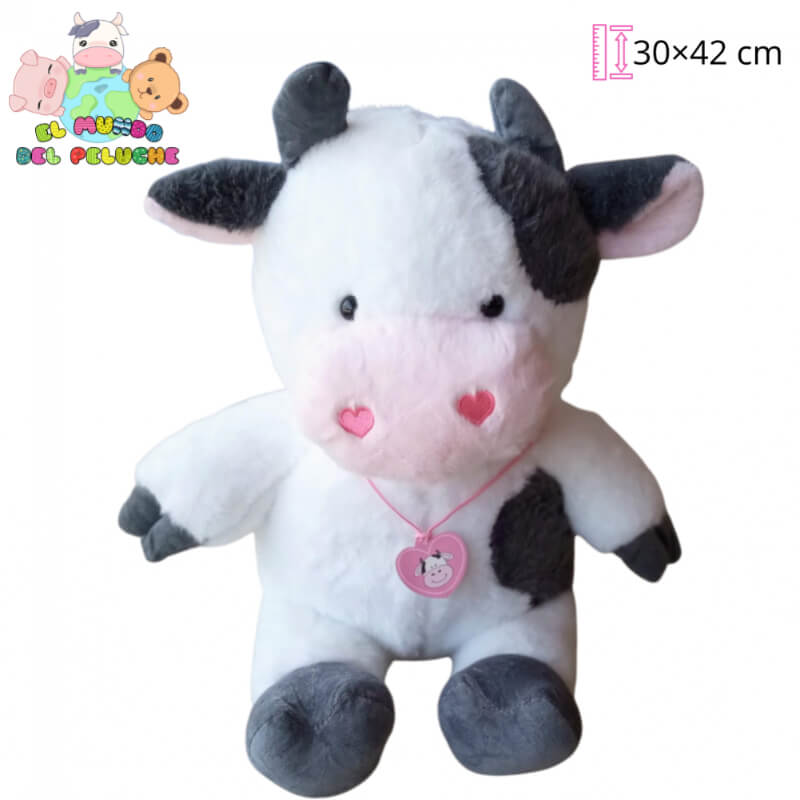 Peluche Vaca Love #3 | Diseño Romántico Importación | 30×42 cm | El Mundo del Peluche