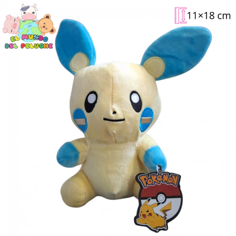 Peluche Minun Pokémon | Personaje con Licencia | 11 × 18 cm | El Mundo del Peluche