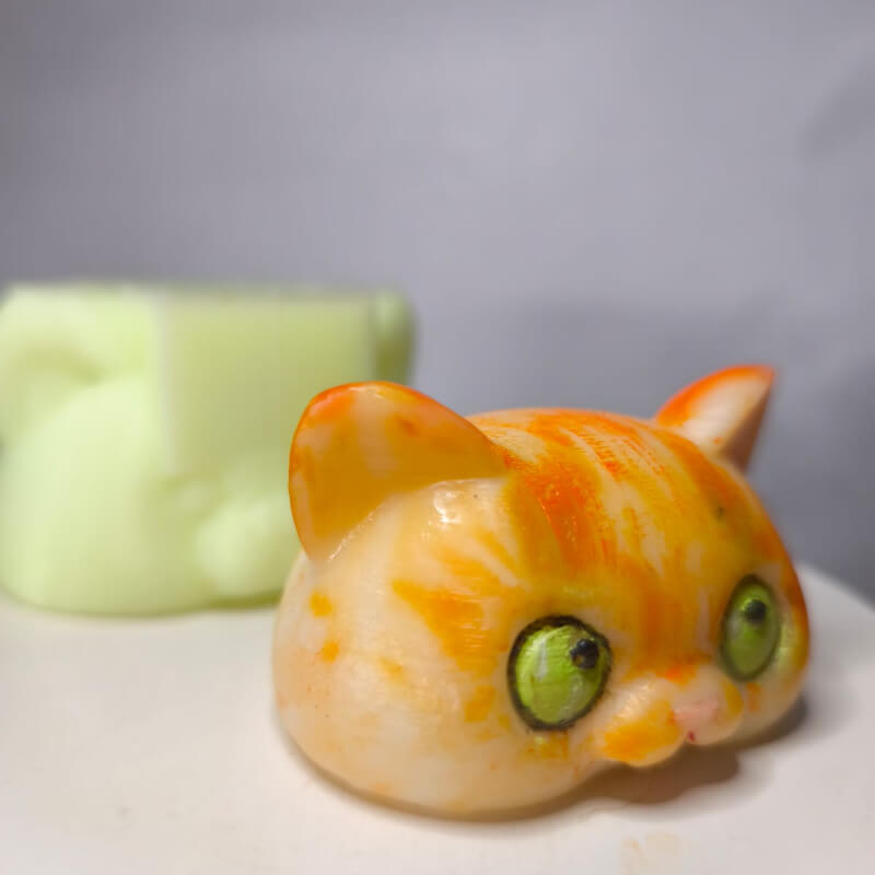 Molde de silicona diseño de Cabeza de Gato para uso en Velas, jabones, resina, yeso, chocolate.