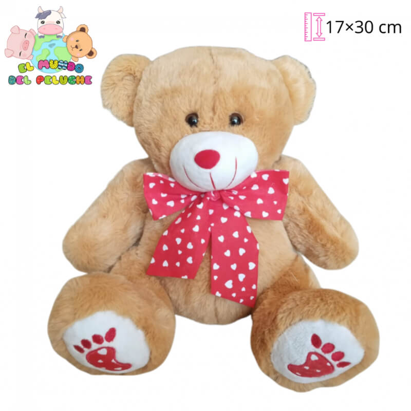Oso Oliver Bronce con Moño | Oso Clásico Elegante | 17×30 cm | El Mundo del Peluche