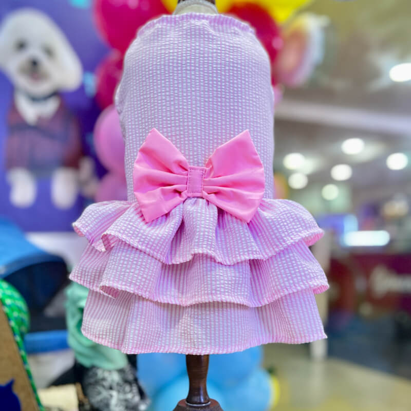 VESTIDO A CUADROS ROSADO PARA GATITAS Y PERRITAS TALLA XXXS/XXS