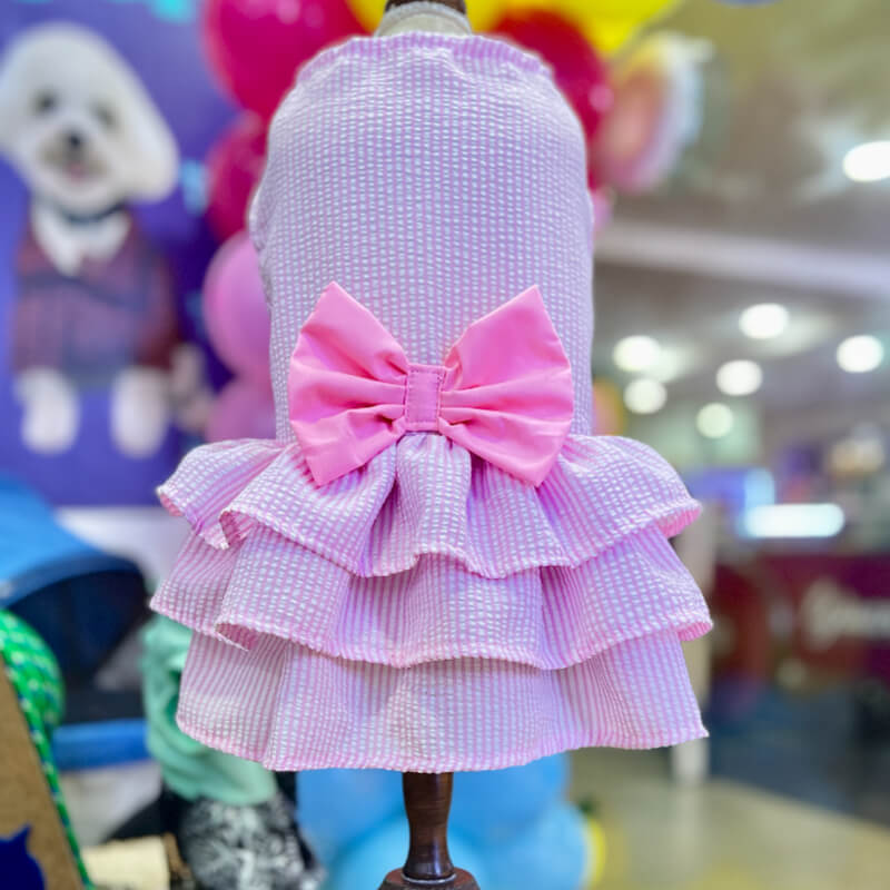VESTIDO A CUADROS ROSADO PARA GATITAS Y PERRITAS TALLA M/L