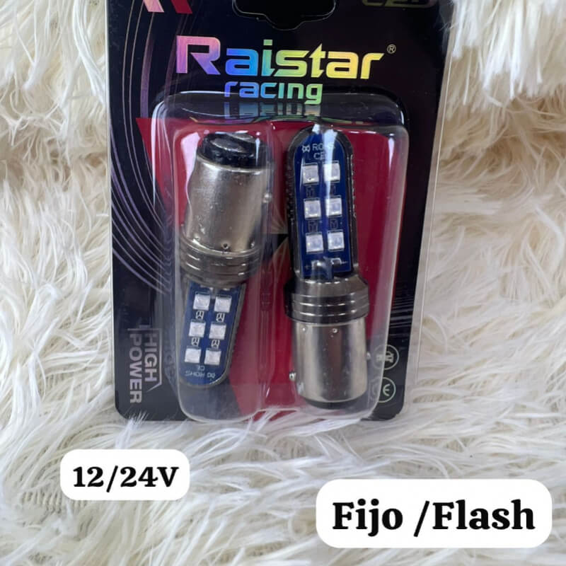 FOCO 2PUNTO FIJO FLASH AZUL 12V A 24V