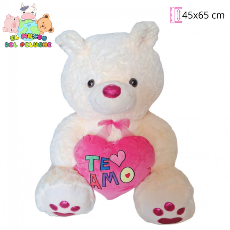 Oso de Peluche | Brandon #3 con Cojín de Corazón | 45x65 cm | El Mundo del Peluche