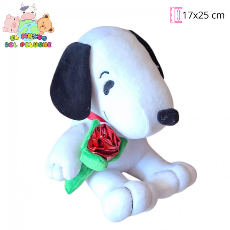 Peluche de Personaje | Snoopy con Rosa #1 | 17x25 cm | El Mundo del Peluche