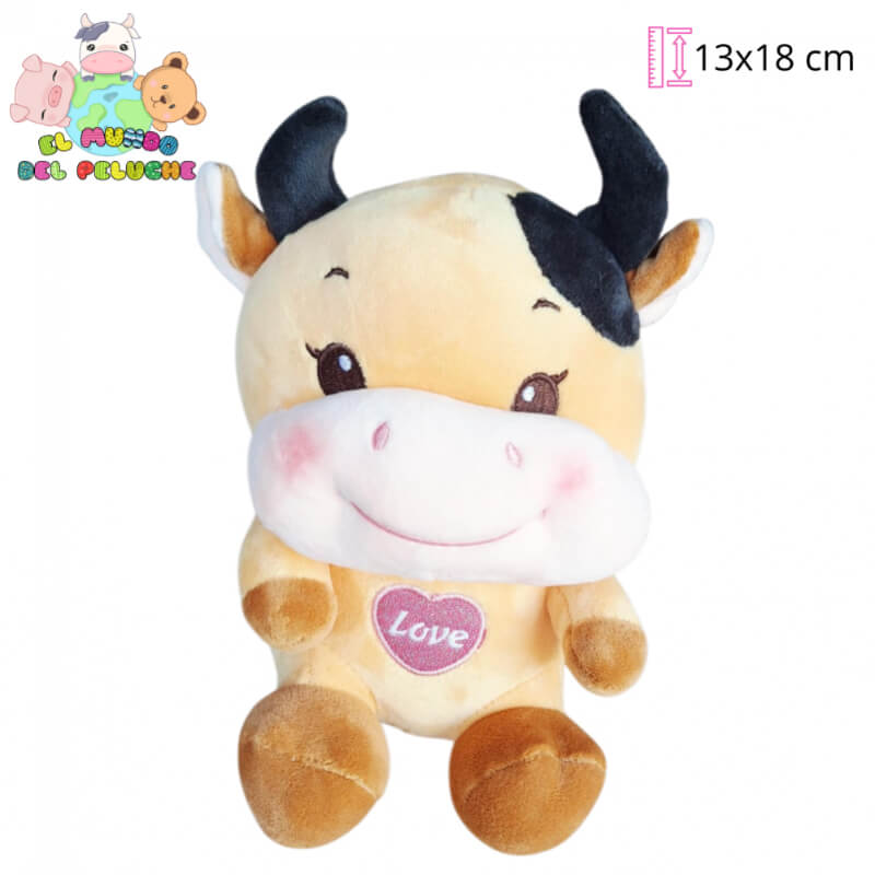 Peluche Vaca Love #0 | 13x18 cm | El Mundo del Peluche
