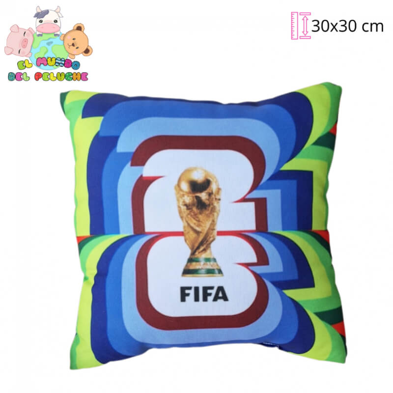 Cojín Decorativo | Copa Mundial de Fútbol 2026 | 30 x 30 cm | El Mundo del Peluche