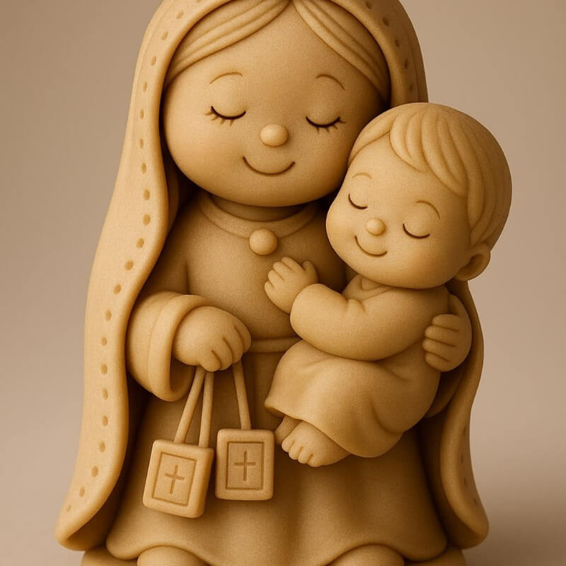 Molde de silicona con deseño de Virgen del Carmen para uso en Velas, chocolate, jabones, resina.