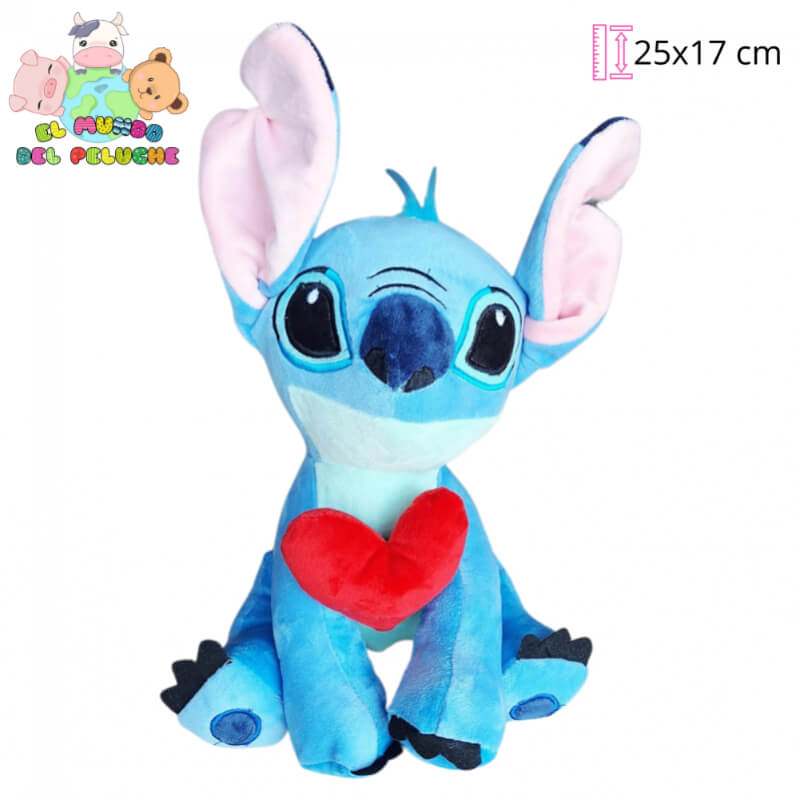 Stitch Sentado Chico con Corazón | 25x17 cm | El Mundo del Peluche