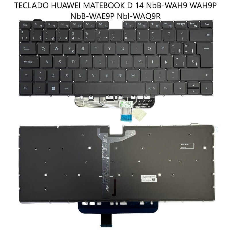TECLADO Huawei MateBook D 14 NbB-WAH9 WAH9P NbB-WAE9P Nbl-WAQ9R Backlit