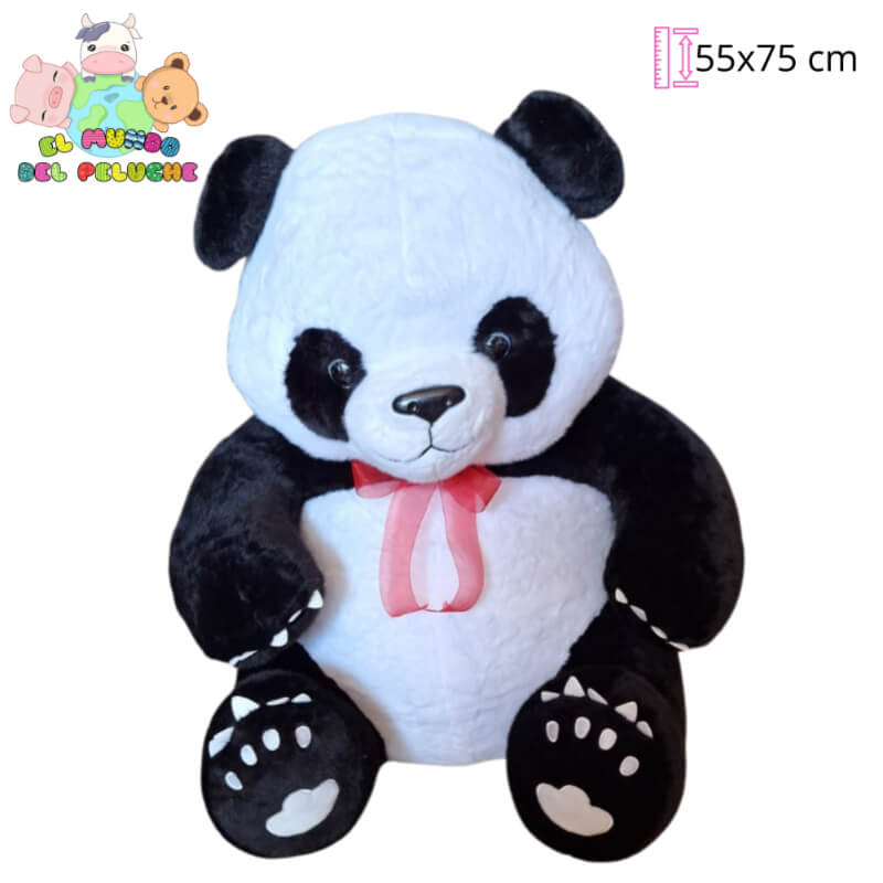 Panda de Peluche | Panda Gigante con Moño | 55x75 cm | El Mundo del Peluche