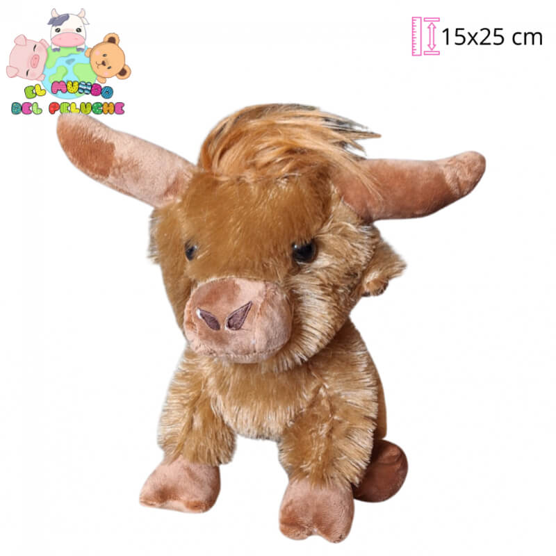 Peluche de Animal | Vaca de las Tierras Altas Chico | 15 x 25 cm | El Mundo del Peluche