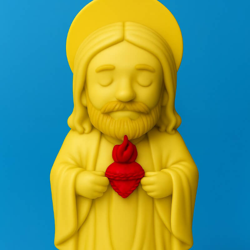 Molde de silicona con diseño de Jesús con Corazón para uso en Velas, Jabones, resina, alimentos.