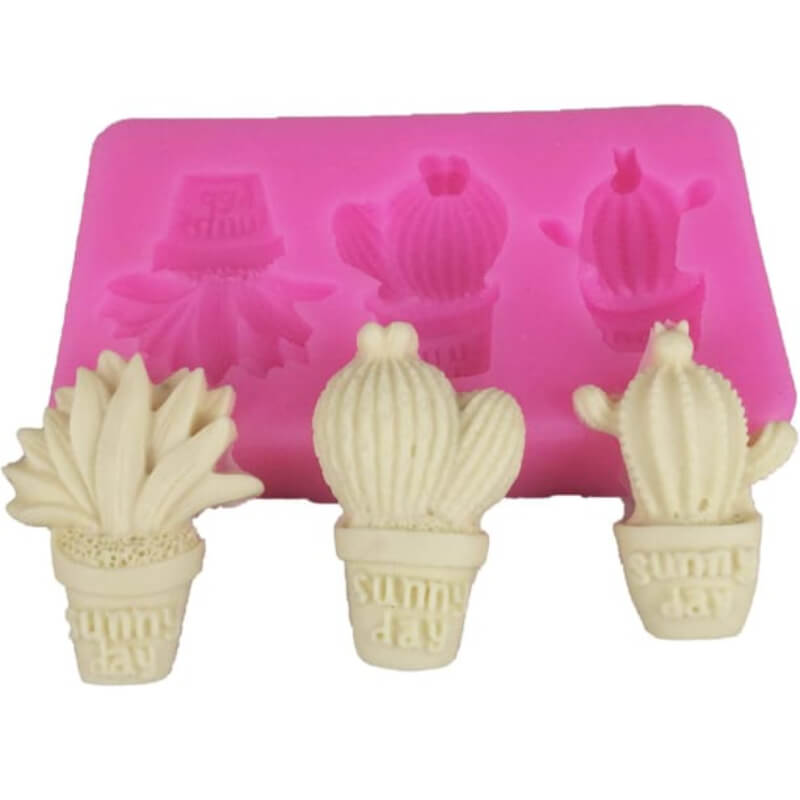 Moldes de silicona de Cactus y Suculentas 2D para uso en velas, jabones, chocolate, porcelana fría. (valores unitarios en la descripción)