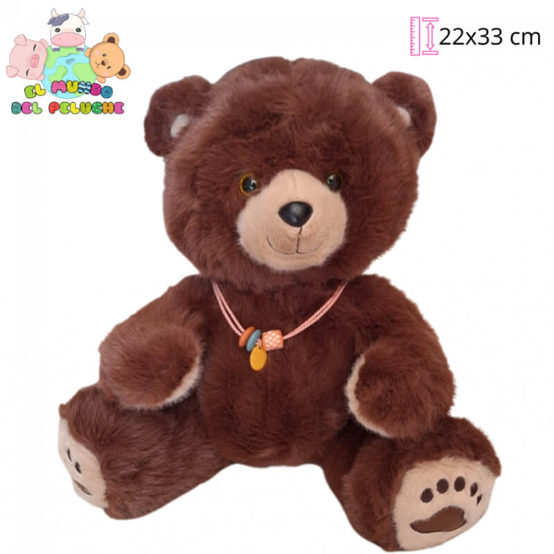 Oso de Peluche | Oso con Collar Decorativo | 22x33 cm | El Mundo del Peluche