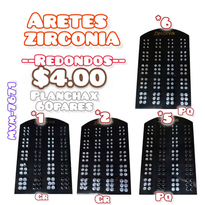 ARETES ZIRCONIA REDONDOS