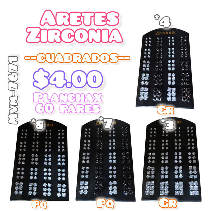 ARETES ZIRCONIA CUADRADOS