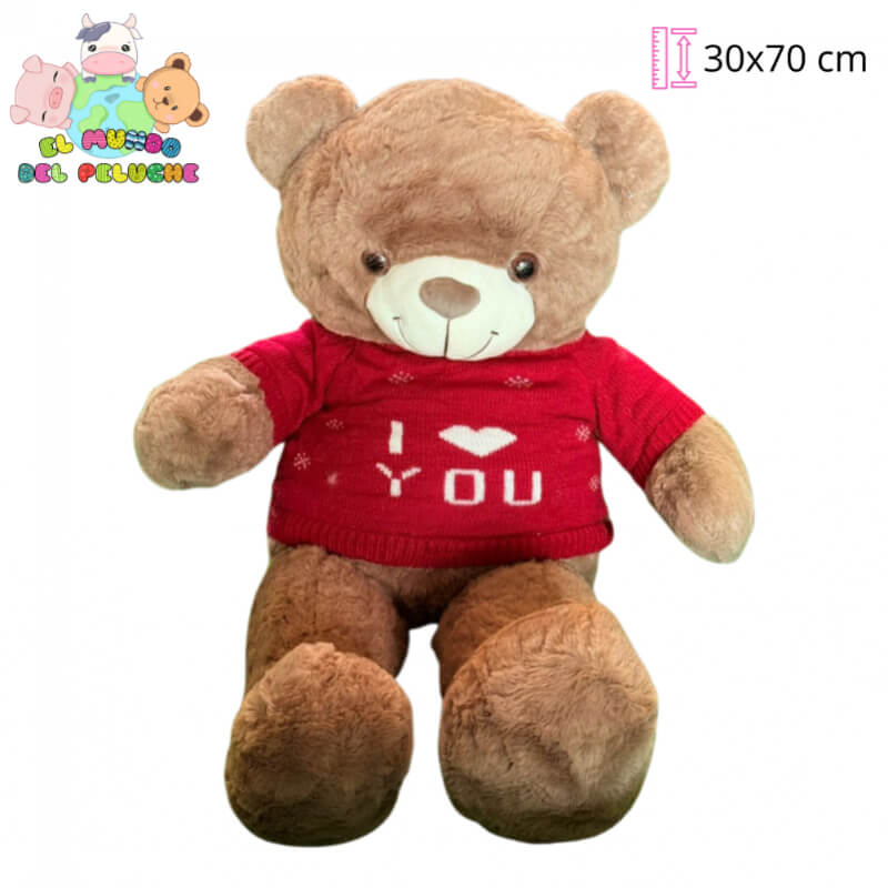 Oso de Peluche | Oso Mawy #3 con Suéter | 30 x 70 cm | El Mundo del Peluche
