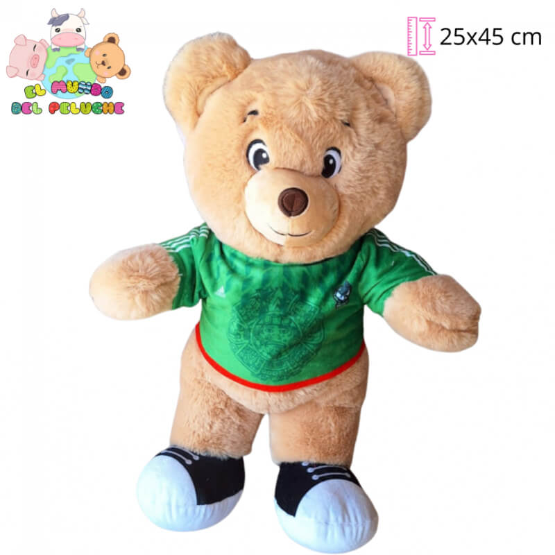 Oso de Peluche Copa Mundial 2026 | Playera México Verde | 25x45 cm | El Mundo del Peluche