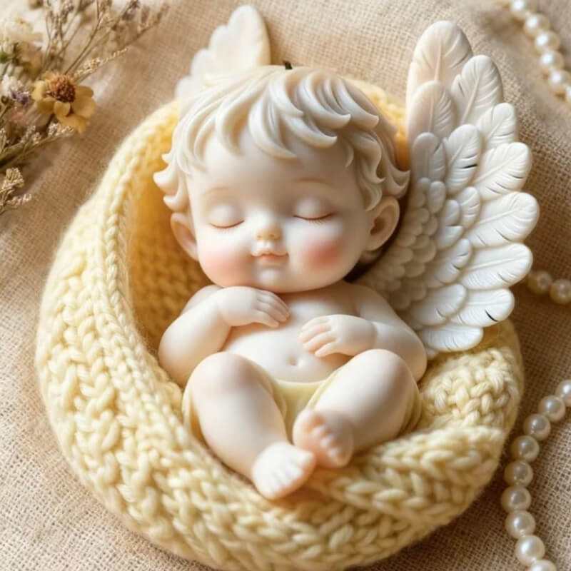Molde de silicona con diseño de Ángel dormido para uso en Velas, Jabones, resina, chocolate o yeso.