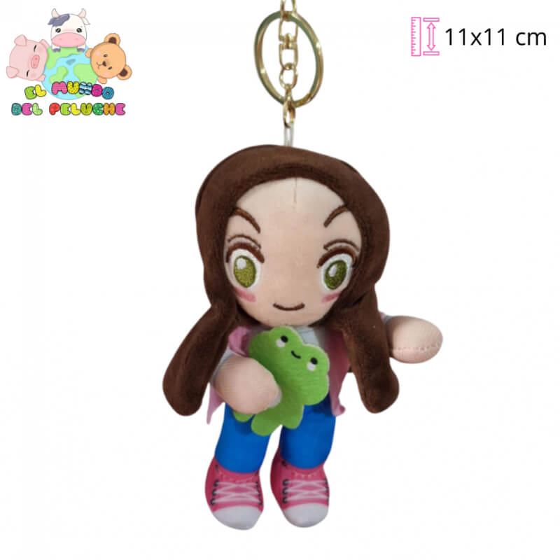 Llavero de Peluche | Niña Lara con Rana A1-43 | 7 x 15 cm | El Mundo del Peluche