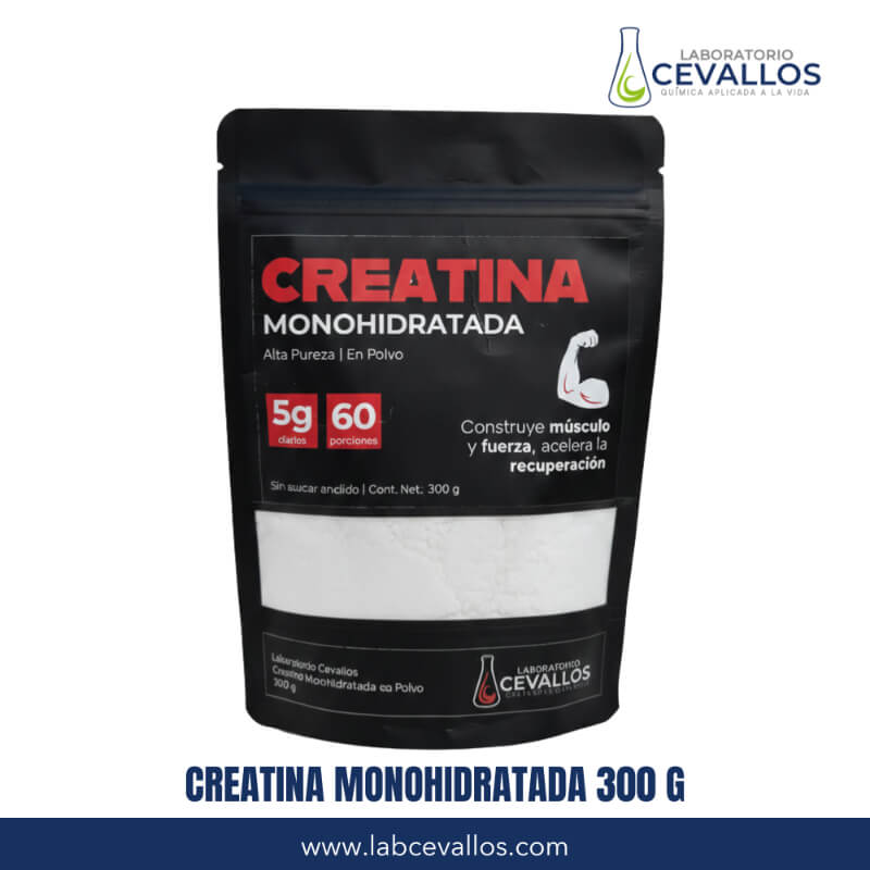 Creatina Monohidratada 300 g | 5 g por porción | Fuerza y Masa Muscular | Alta Pureza | Laboratorio Cevallos