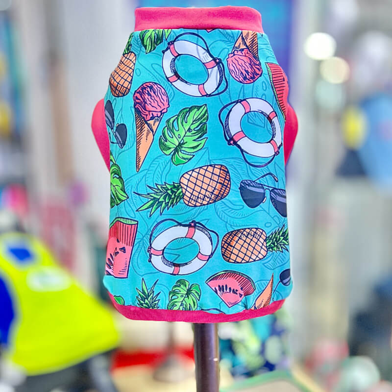 CAMISETA PLAYERA DE FRUTAS Y SALVAVIDAS PARA GATITOS Y PERRITOS TALLA XXXS/XXS