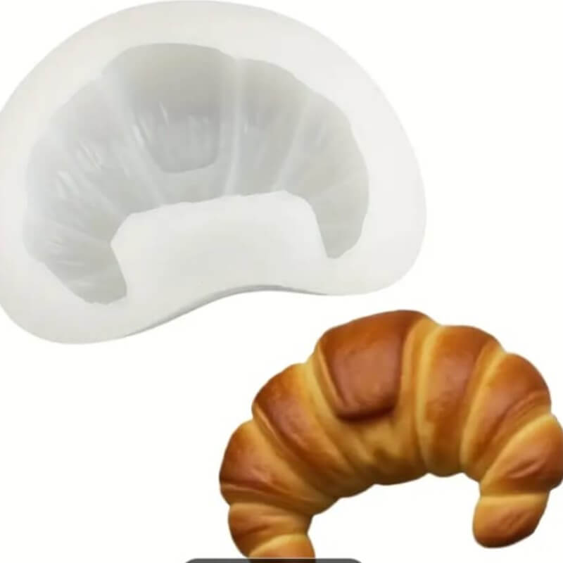 Molde de silicona con diseño de Croissant para uso en Velas, Jabones, resina, chocolate.