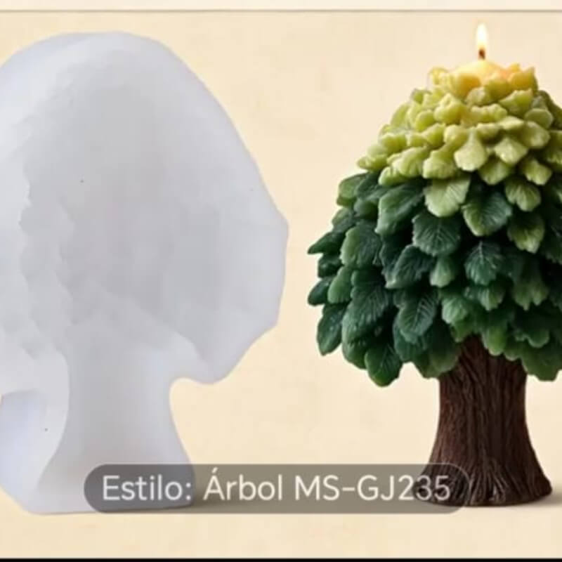 Molde de silicona con diseño de Árbol con Hojas para uso en Velas, chocolate, resina, yeso.