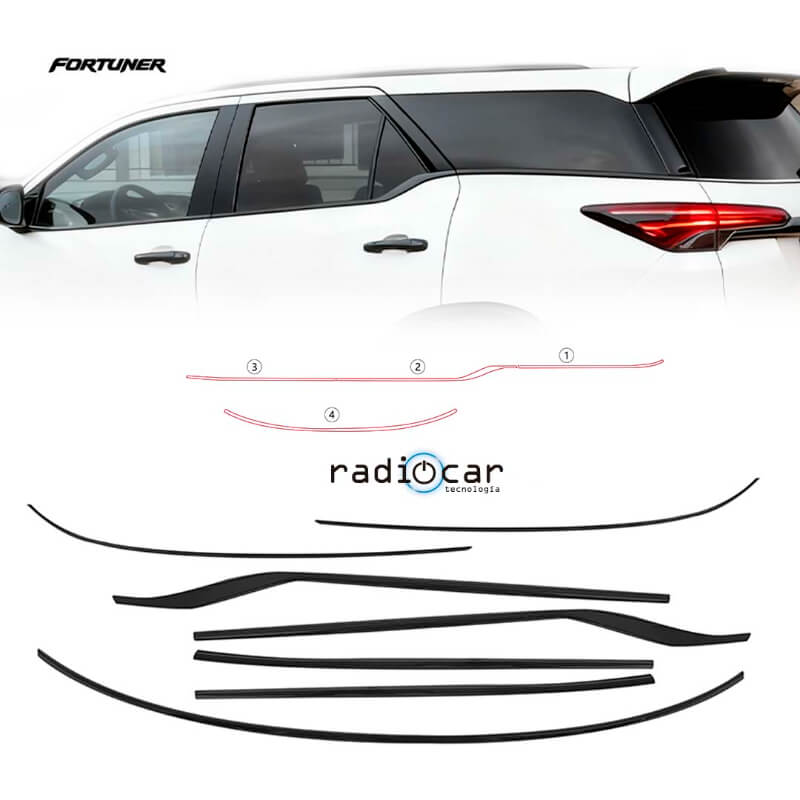 Biseles cromado ventanas Toyota Fortuner