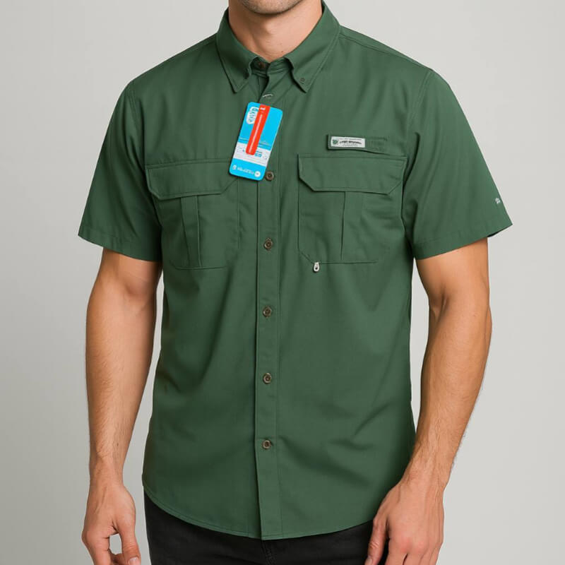 Camisa Columbia Hombre Manga Corta con Tecnología de Ventilación, Tela Impermeable y Secado Rápido