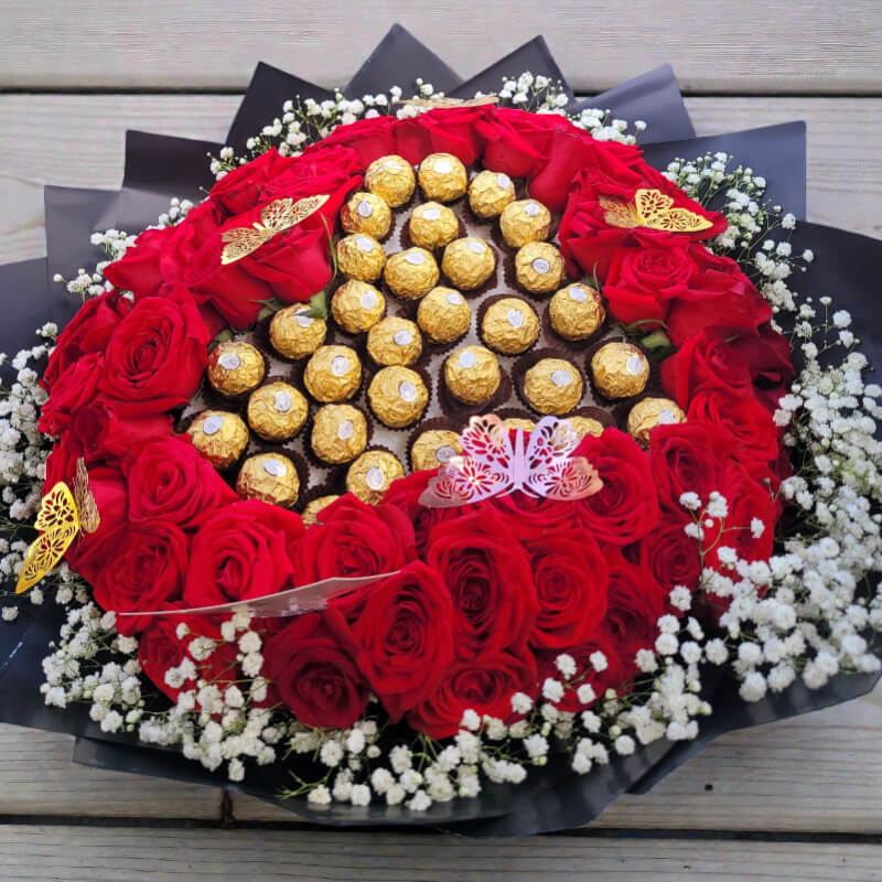 CORAZÓN DE ORO | Rosas Rojas & Ferrero Rocher