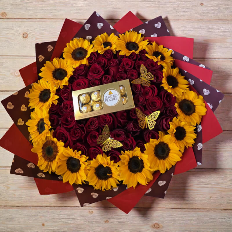 CORONA REAL | Rosas, Girasoles & Ferrero Rocher