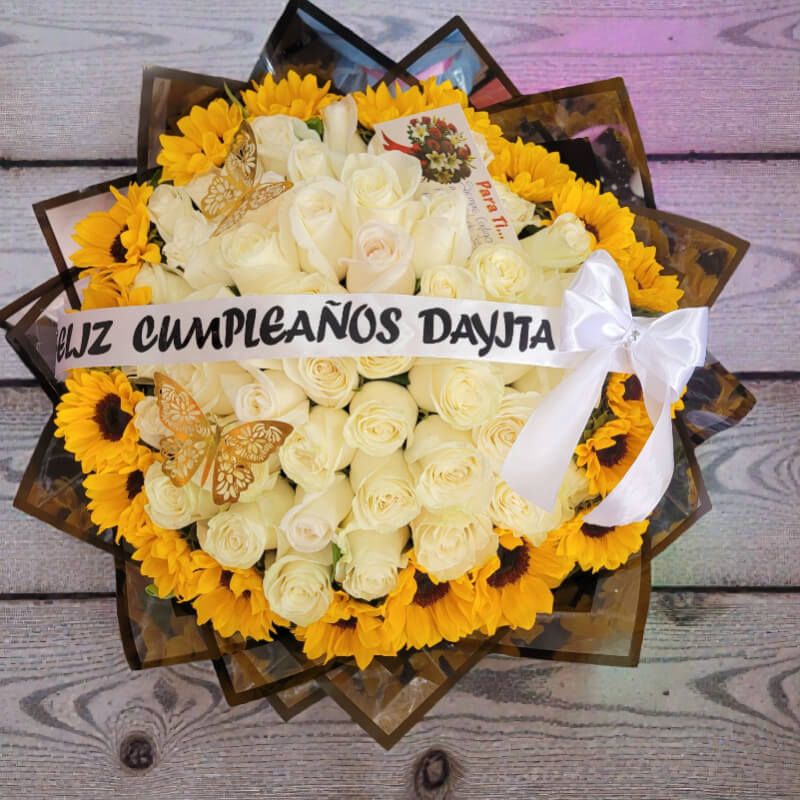 LUZ DE VIDA | Rosas Blancas & Girasoles Personalizado