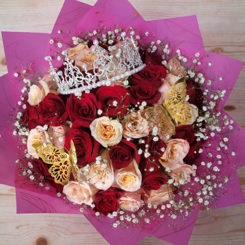 CORONA DE REALEZA | Rosas Bicolor & Tiara de Cristal