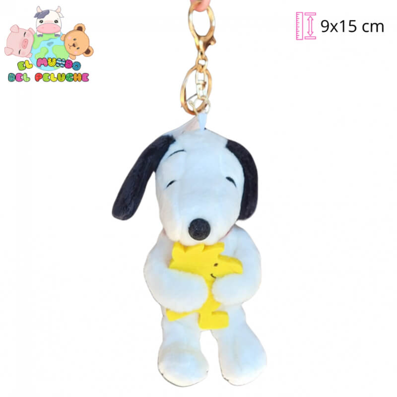 Llavero de Peluche | Snoopy con Gorro, Lentes y Emilio | 9 x 15 cm | El Mundo del Peluche