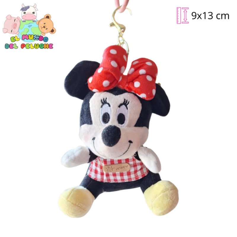 Llavero Minnie Mouse y Mickey con Babero | 9 x 13 cm | El Mundo del Peluche