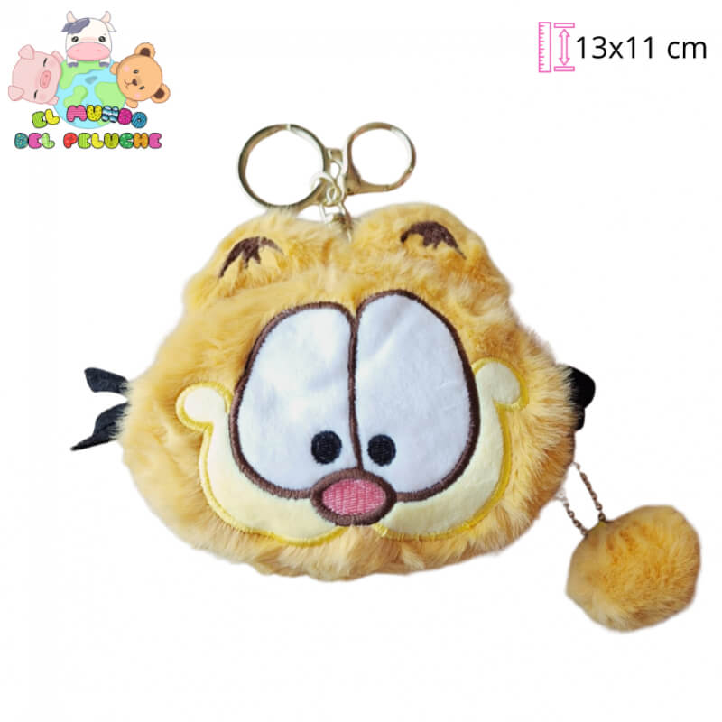 Llavero Monedero de Peluche | Garfield con Cierre | 13 x 11 cm | El Mundo del Peluche