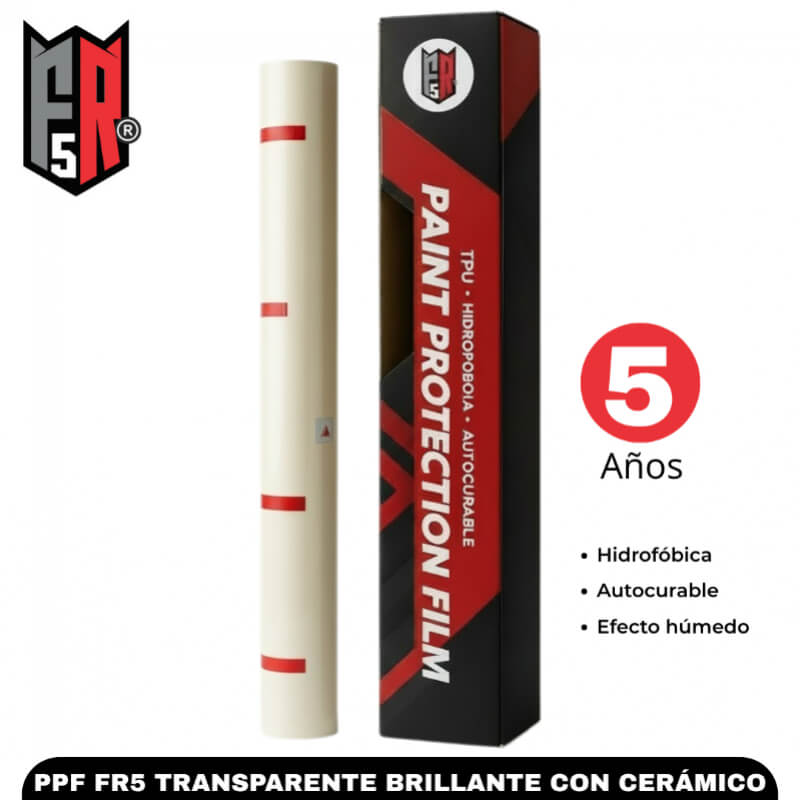 PPF FR5 Transparente Brillante 5 Años con Cerámico | Metro Lineal 1.52m Ancho | TPU Autocurable Premium