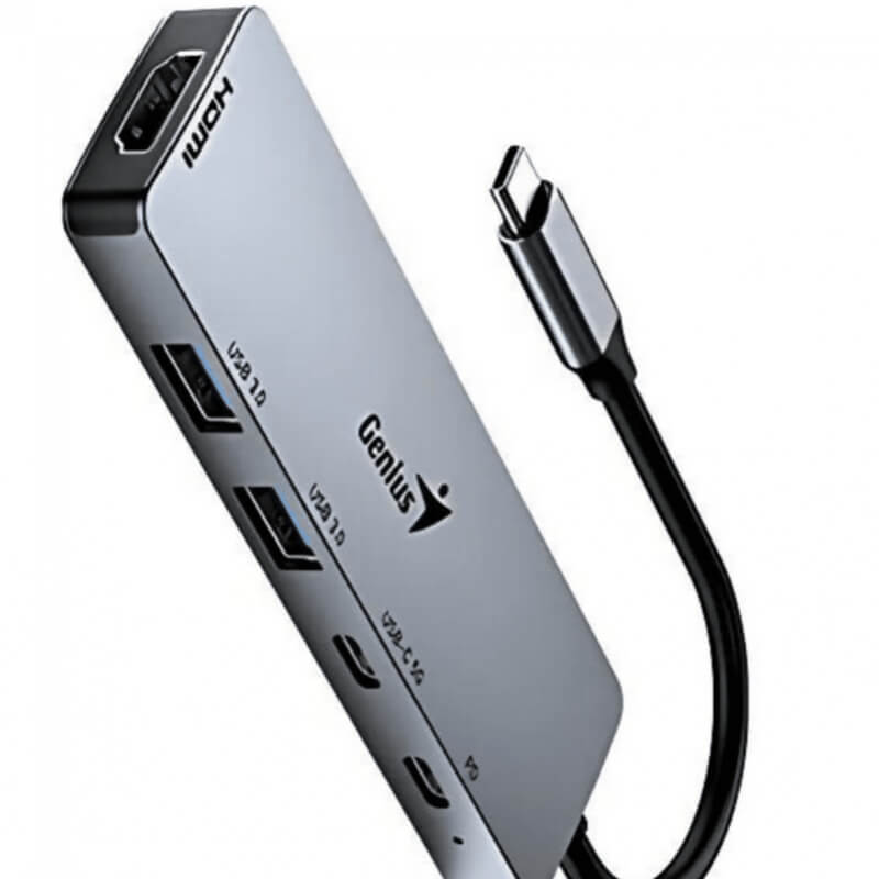 HUB GENIUS UH-500 USB-C A 5 PUERTOS /USB-A (2) /USB-C (1) /HDMI (1) /PD CARGA (1) /WIN 10/11 /MAC